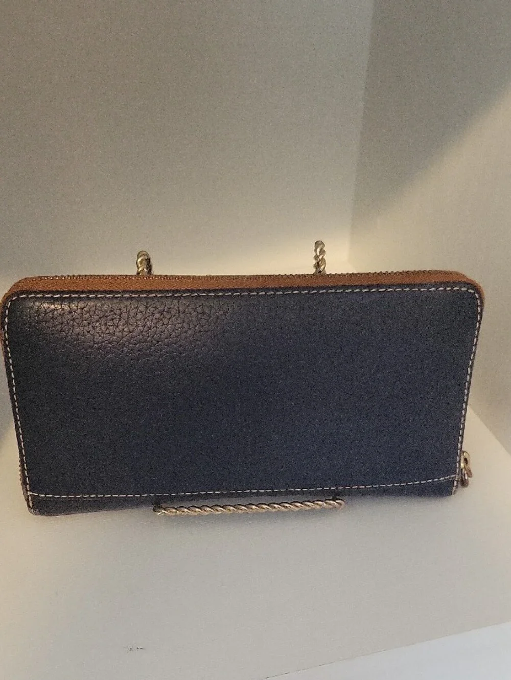 Dooney & Bourke Navy Pebbled Leather Zip Around Wallet